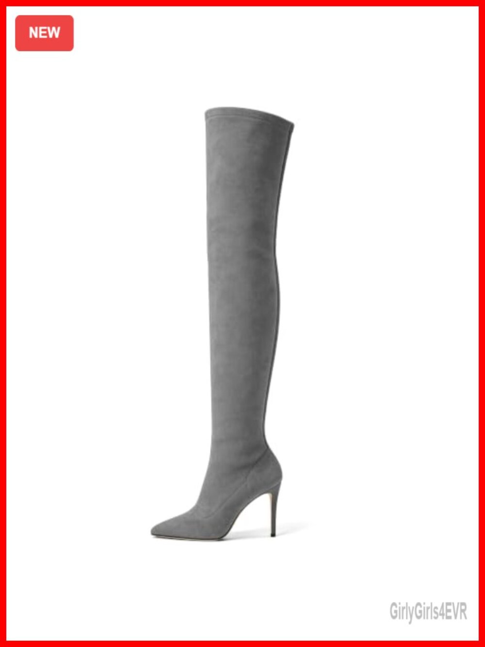Women's Faux Suede Over the Knee Stiletto Heel Pointed Toe Boots Side Zip